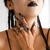 Set x7 Anillos Strass Negro