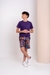 Conjunto Tactel Roxo Listras