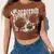 Camiseta de manga curta Vintage feminino, top crop padrão estampa Harajuku gót