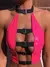 Hirigin couro do plutônio fivela sexy topo de colheita feminino club wear rave - isaac top