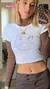 Tops femininos vintage com estampa com letra, camiseta casual de manga curta, pu
