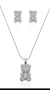 Conjunto Colar e Brincos Ursinhos Cravejados - Prateado - comprar online
