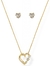 Conjunto Folheado a Ouro Coração Duplo Cravejado - comprar online