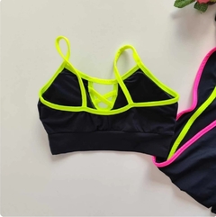 Conjunto Calça Preto Viés Neon - comprar online