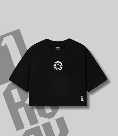 Cropped Oversized Bad Omens (Logo I) - Preta (SOB ENCOMENDA)