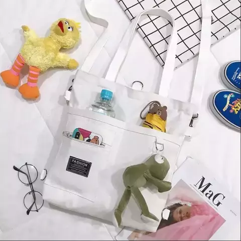 Bolsa de Lona Dobrável de Grande Capacidade para Mulheres - Simples e Versátil