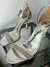 Sandalia Prata salto médio fino - Olivia Shoes