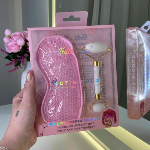 Kit Máscara de olhos com gel e rolo jade para massagem - comprar online