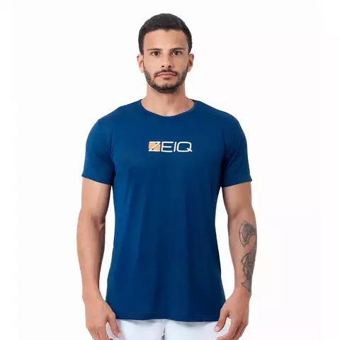 Camiseta Esportiva Slim Dry Zeiq Azul Marinho – Logo Branco e Laranja