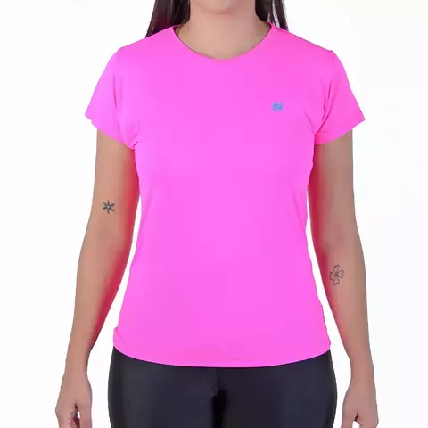 Baby Look Shock Zeiq Rosa – Logo Azul