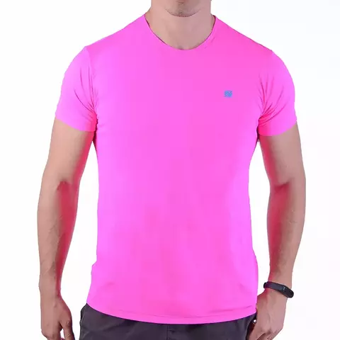 Camiseta Esportiva Slim Shock Zeiq Rosa – Logo Azul