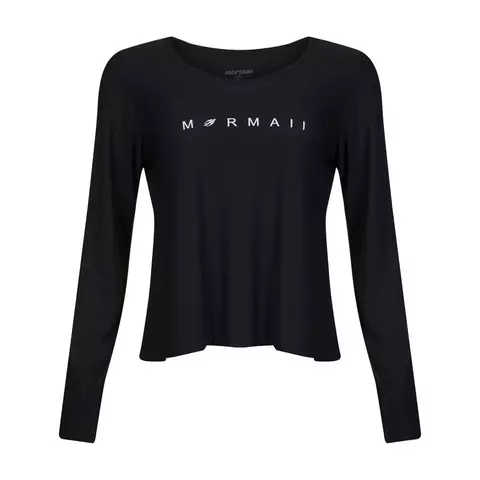 Camiseta Feminina Manga Longa Detalhe Costas Beach Sports Preto Mormaii