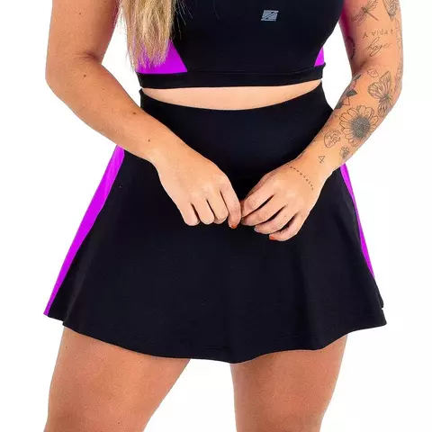 Short-Saia Zeiq Preto e Roxo