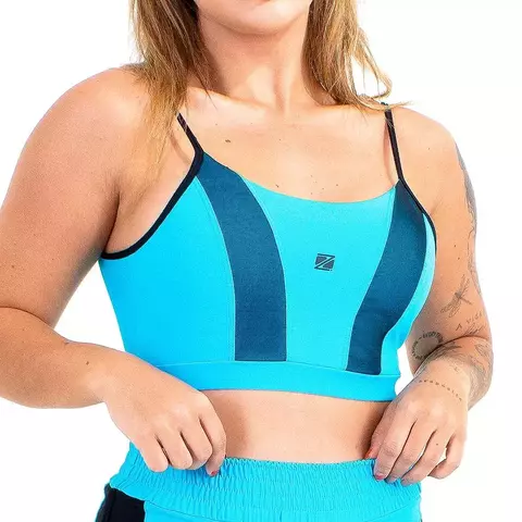 Top Alça Zeiq Azul e Preto