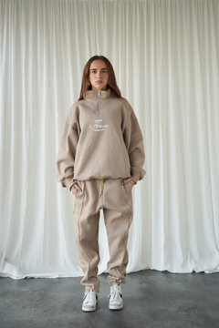 Buzo cuello con cierre BEIGE