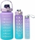 Kit 3 Garrafa De Água Academia Squeeze Galão Motivacional - KB Utilidades