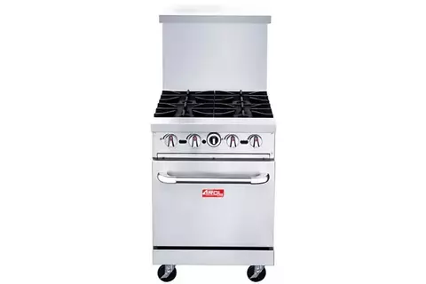 Estufa 4 Quemadores y Horno, Gas LP, Acero Inoxidable - ARR24-4B AROL