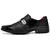 Sapato social masculino preto verniz de fivela elegante moderno e elegante.