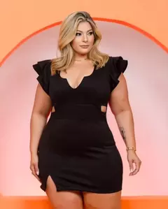 Vestido Plus Size em Malha Scuba com Fenda – Elegante, Confortável e Versátil - Tamanho Único (46/50)