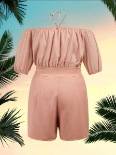 Conjunto Casual Rosa Seco: Short em Poliéster e Elastano + Cropped em Viscose - comprar online
