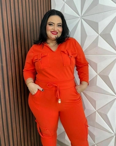 Conjunto Laranja em Neoprene: Estilo e Conforto em Tamanho Único (46-52) - Bela Senhoritta Moda Plus Size