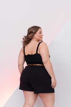 Conjunto de Short e Cropped em Crepe Duna Poá: Estilo e Conforto - Tamanho Único 46 ao 50 - comprar online