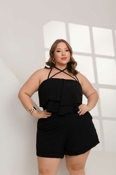 Conjunto de Short e Cropped em Crepe Dunas: Elegância e Estilo em Tamanho Único (46-50) - loja online