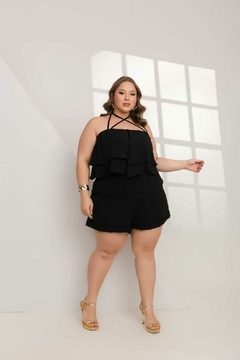 Conjunto de Short e Cropped em Crepe Dunas: Elegância e Estilo em Tamanho Único (46-50)