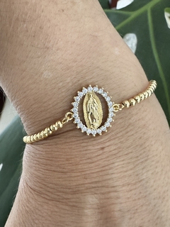 Pulsera Virgen Guadalupe balines dorada - tienda online