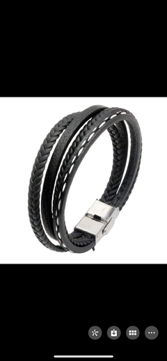 Pulsera cuerina con acero quirúrgico