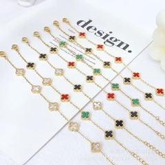 Pulsera trébol acero dorado elegir color - comprar online