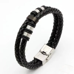 Pulsera cuerina con acero quirúrgico elegir color