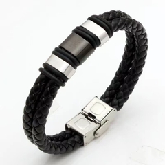 Pulsera cuerina con acero quirúrgico elegir color