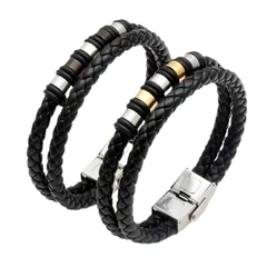 Pulsera cuerina con acero quirúrgico elegir color - comprar online