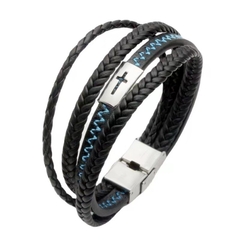 Pulsera cuero a con cruz elegir color