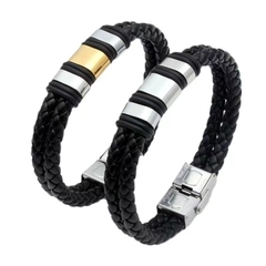 Pulsera cuerina con acero quirúrgico elegir color - comprar online