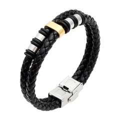 Pulsera cuerina con acero quirúrgico elegir color en internet