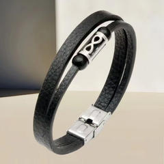 Pulsera cuerina acero quirúrgico XLP-1005