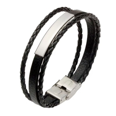 Pulsera cuerina con acero quirúrgico elegir color