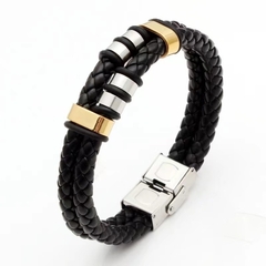 Pulsera cuerina con acero quirúrgico elegir color - comprar online
