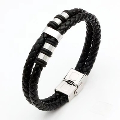 Pulsera cuerina con acero quirúrgico elegir color - comprar online