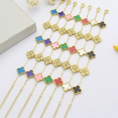 Pulsera trébol con strass