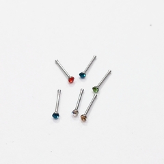 piercing recto diamante colores acero quirurgico caja *40