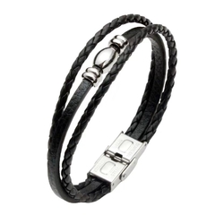 Pulsera cuerina con acero quirúrgico