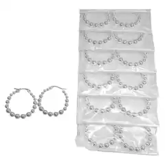 aro acero blanco con bolitas 27mm tira de 12 pares