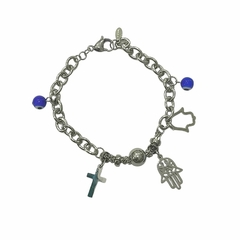 Pulsera de acero quirurgico ojo turco con dijes