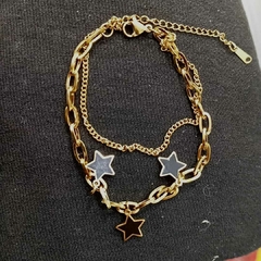 Pulsera con cadena doble de acero quirúrgico estrellas negras, elegir color - comprar online