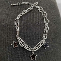 Pulsera con cadena doble de acero quirúrgico estrellas negras, elegir color