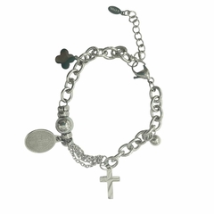 Pulsera de acero quirurgico con dijes cruz