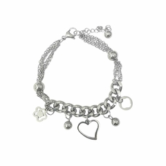 Pulsera acero quirurgico con dijes corazon